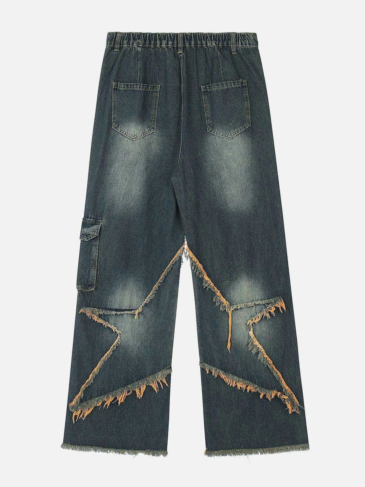 retro fringe loose jeans [edgy] 3930